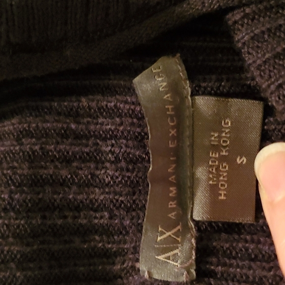 AX Armani Exchange Dress Size S black ribbed sweater dress and blue trim - Picture 8 of 11